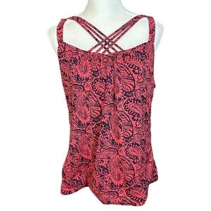 🌸Avenue Studio- Pink/Navy Paisley Print Strappy Tank Top- Size XL